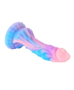 Side view of the Fairy Dragon Dildo mid-shaft showing the flowing wing ridge sculptures