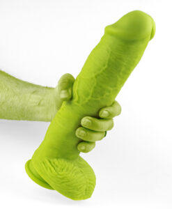 The Incredible Dong product photo showing the full length and lime green colour