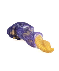 Close-up of the Amethysta Tentacle Dildo mid-section showing sucker details and marbled finish