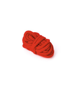 Red braided cotton bondage rope coiled neatly, included in the Nurse Bondage Kit