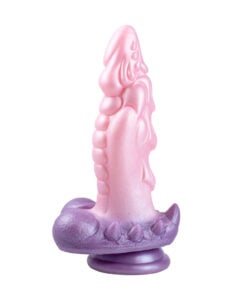 Side profile of the Fae King Dragon Dildo highlighting the sculpted scale details and tapered tip