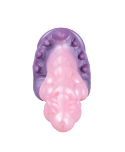 Top-down perspective of the Fae King Dragon Dildo showing the tapered tip and colour gradient